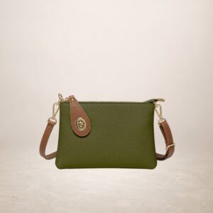 ALLEGRA - Bolso de mano de piel - Verde oliva