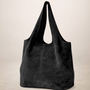 GIANNINA - Bolso de piel Gamuza - Negro