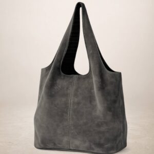 GIANNINA - Bolso de piel Gamuza - Gris elefante