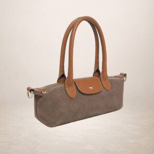 CHARRO - Bolso de piel gamuza - Taupe oscuro