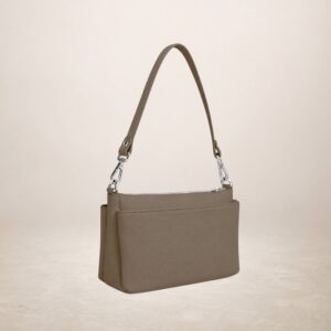 BETTA - Bolso de piel vacuna  - Taupe oscuro