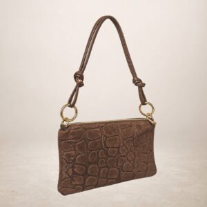 GIORGIA - Bolso de piel gamuza grabado jirafa - Marron M
