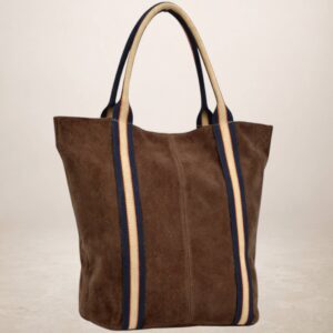 MELODY - Bolso Tote de piel Gamuza - Marron oscuro
