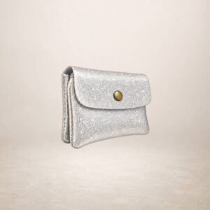 KATIA - Monedero de piel Gamuza Laminado - Plateado