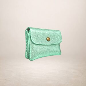 KATIA - Monedero de piel Gamuza Laminado - Verde agua
