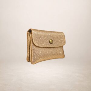 KATIA - Monedero de piel Gamuza Laminado - Oro viejo