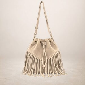 EMANUELA - Bolso de piel Gamuza - Taupe