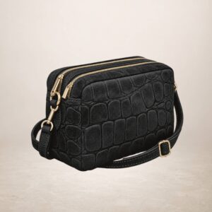 DAILA - Bolso de piel gamuza - Negro