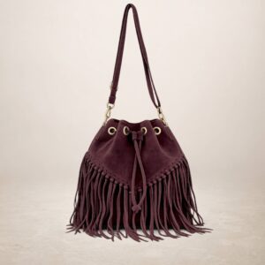 EMANUELA - Bolso de piel Gamuza - Rojo vino