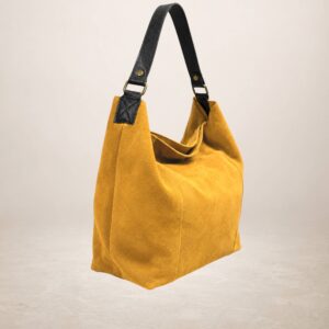 CARINA - Bolso de piel Gamuza - Mostaza