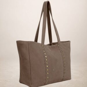 CELINA - Bolso Tote de piel Gamuza - Taupe oscuro