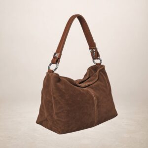 DORY - Bolso de piel gamuza - Marron castano