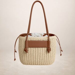 VESUVIO - Bolso tote de papel - Cuero  Beis