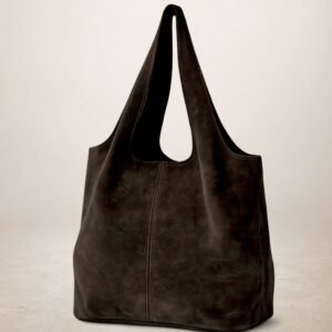 GIANNINA - Bolso de piel Gamuza - Marron cafe