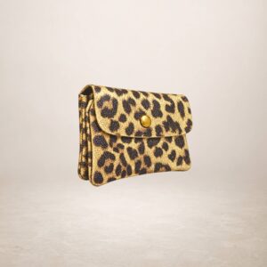 KATIA - Monedero de piel Gamuza Laminado - Leopardo dorado