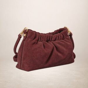 MARIA - Bolso de piel gamuza - Rojo oscuro