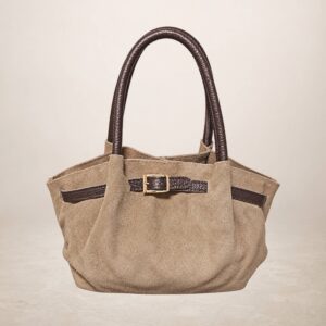 EGITTA - Bolso de piel gamuza - Taupe