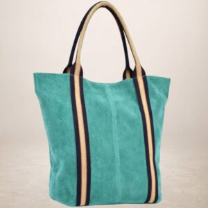 MELODY - Bolso Tote de piel Gamuza - Turquesa