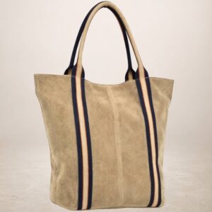 MELODY - Bolso Tote de piel Gamuza - Taupe