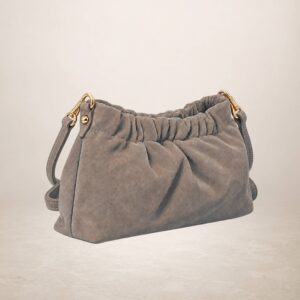 MARIA - Bolso de piel gamuza - Taupe oscuro