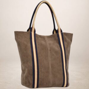 MELODY - Bolso Tote de piel Gamuza - Taupe oscuro