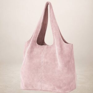 GIANNINA - Bolso de piel Gamuza - Rosa petalo