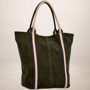 MELODY - Bolso Tote de piel Gamuza - Verde militar