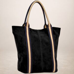MELODY - Bolso Tote de piel Gamuza - Negro