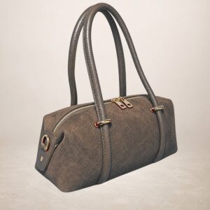 DIAMANTE - Bolso de piel gamuza - Taupe oscuro