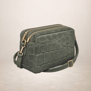 DAILA - Bolso de piel gamuza - Verde oliva