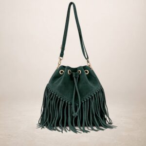 EMANUELA - Bolso de piel Gamuza - Verde bosco