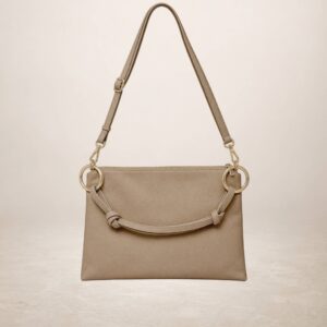 LINDA - Bolso de piel - Taupe oscuro