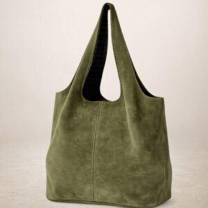 GIANNINA - Bolso de piel Gamuza - Verde oliva