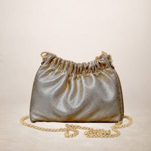 MARISA - Bolso de piel  - Plomo (gamuza laminado)