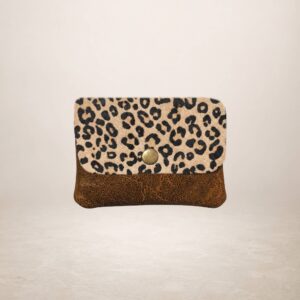 KANIA - Monedero de pial gamuza y pelo de potro - Jaguar marron