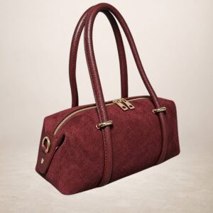 DIAMANTE - Bolso de piel gamuza - Rojo vino