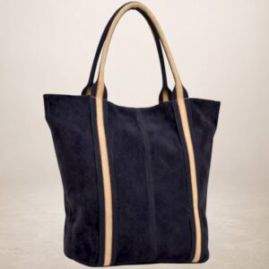 MELODY - Bolso Tote de piel Gamuza - Azul marino